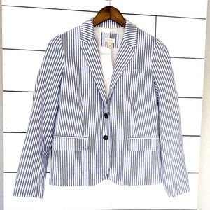 J.Crew Blue and White Pinstripe Blazer Women 4